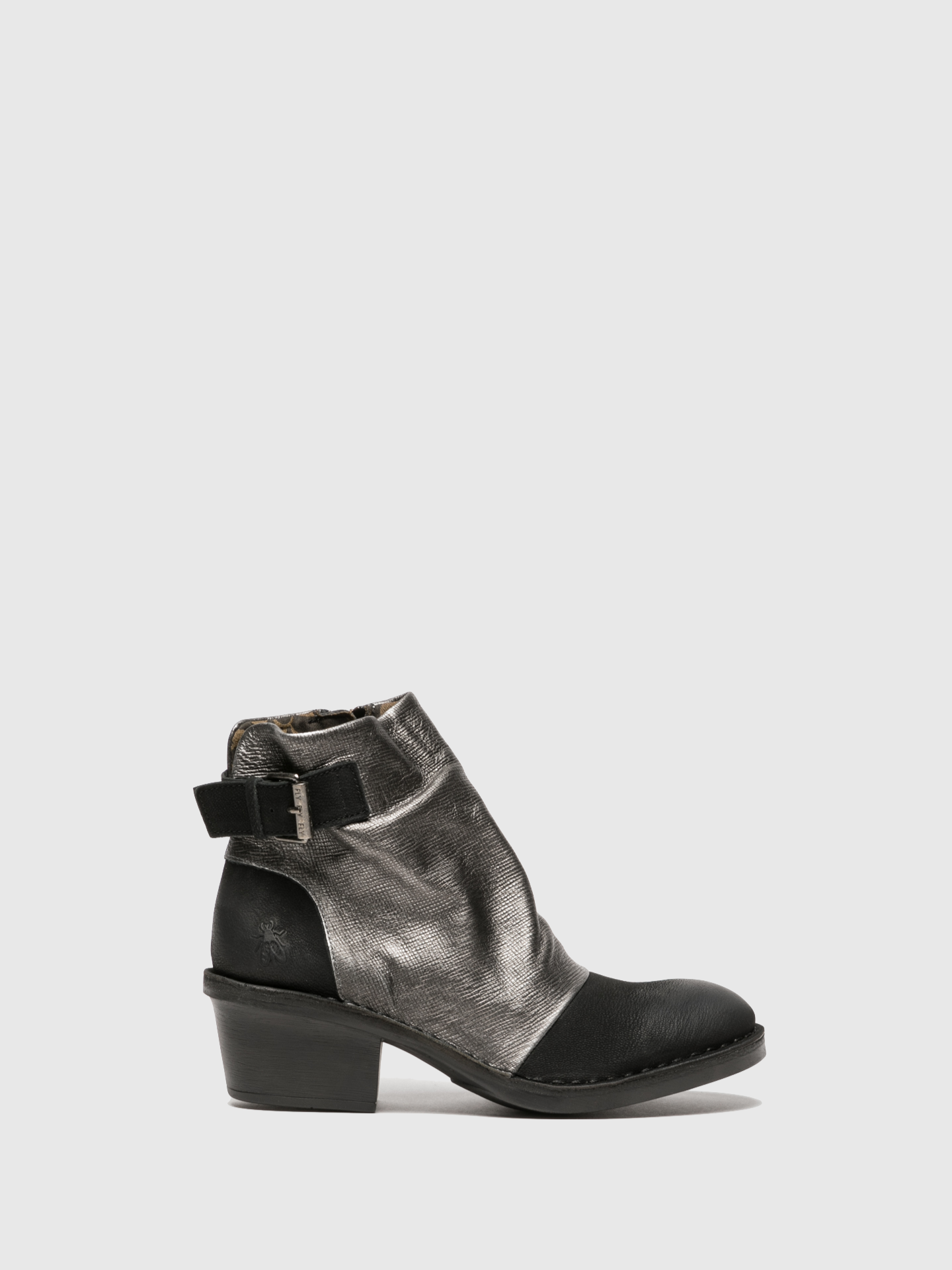 Fly London Silver Buckle Ankle Boots